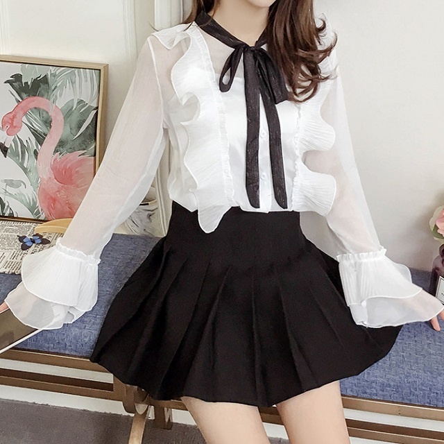 レディース 長袖 トップス シフォン フリル レース シャツブラウス 白 可愛い ボウタイ リボン ガーリーの通販はau Pay マーケット ｈａｒｕ ｆｏｏ