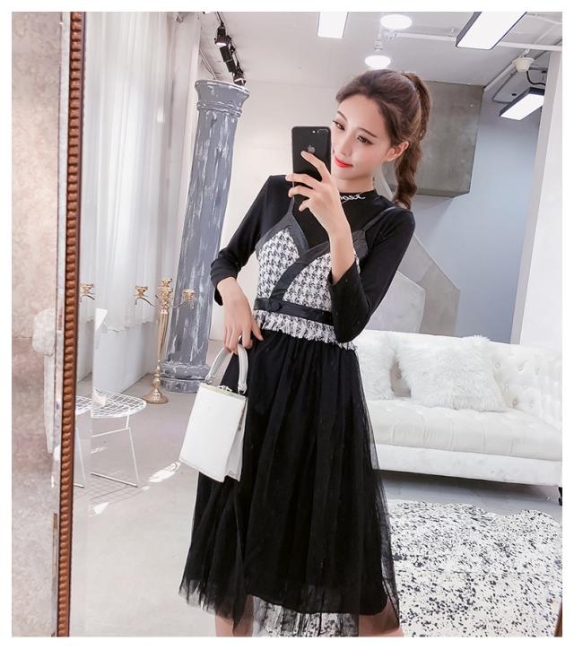 ツーピース キャミソールワンピース チュニック 七分袖 レイヤード チェック柄 チュールスカート ブラックの通販はau Pay マーケット ｈａｒｕ ｆｏｏ