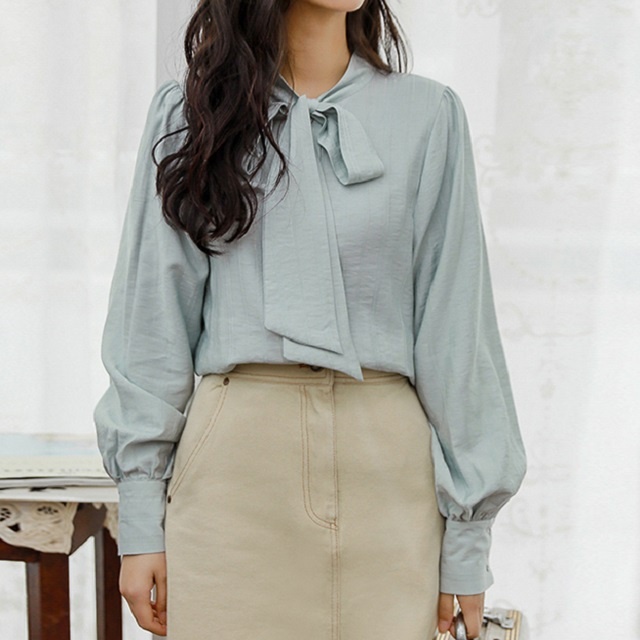 レディース トップス 春秋 新作 人気 ブラウス シャツ 長袖 ボウタイ リボン ワイドカフス バルーン袖 無地 シンプル ガーリー きれいめの通販はau Pay マーケット ｈａｒｕ ｆｏｏ