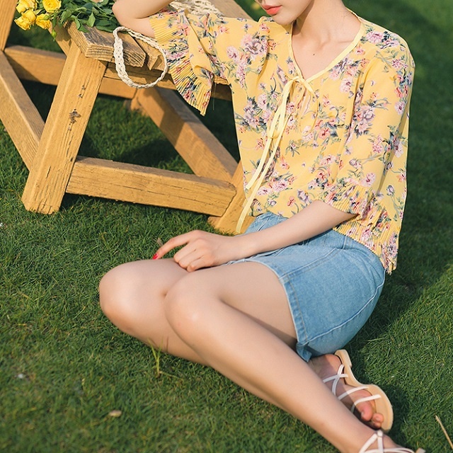 レディース トップス 春夏 トレンド 新作 ブラウス 花柄 フラワー ボウタイ リボン レトロ ガーリー 可愛い お出かけ デート ゆったりの通販はau Pay マーケット ｈａｒｕ ｆｏｏ