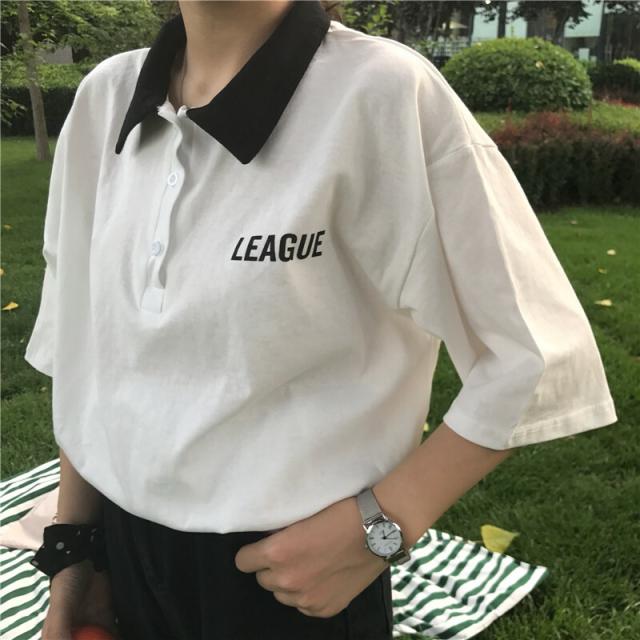 レディース トップス 夏 ポロシャツ 半袖 ビッグシルエット オーバーサイズ バイカラー 英字ロゴ シンプル カジュアル おしゃれ 可愛い の通販はau Pay マーケット ｈａｒｕ ｆｏｏ