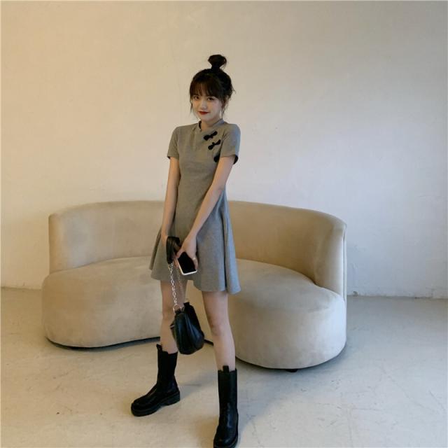 レディース ワンピース ミニ ワンピース ドレス 半袖 ラウンドネック チャイナ風デザイン ミニ丈 ハイウエスト ａライン スカート 夏 ワの通販はau Pay マーケット ｈａｒｕ ｆｏｏ