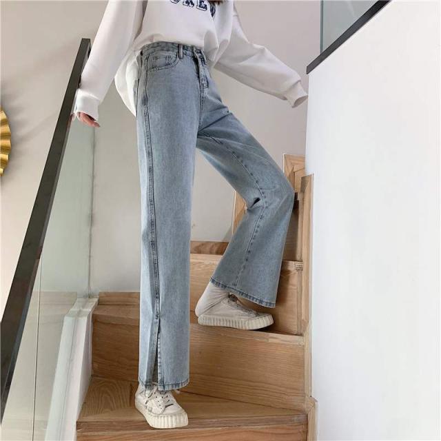 レディース パンツ ボトムス 春 秋 冬 ジーンズ デニム ロング丈 ポケット ワイドレッグ ハイウエスト サイドスリット ゆったり ストレーの通販はau Pay マーケット ｈａｒｕ ｆｏｏ