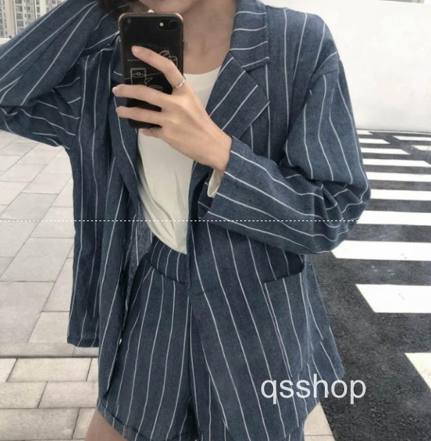韓国 レディース セットアップ ストライプ ファッション ハイウエスト ジャケット ショートパンツ オルチャン 長袖 ゆったり カジュアルの通販はau Pay マーケット Qsshop