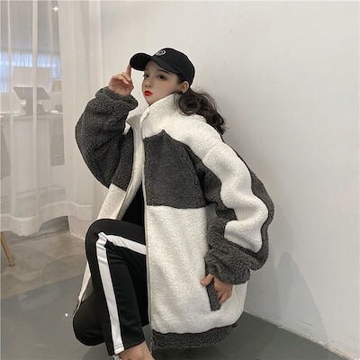 韓国ファッションファーコートゆったりニットアウター レディース毛皮