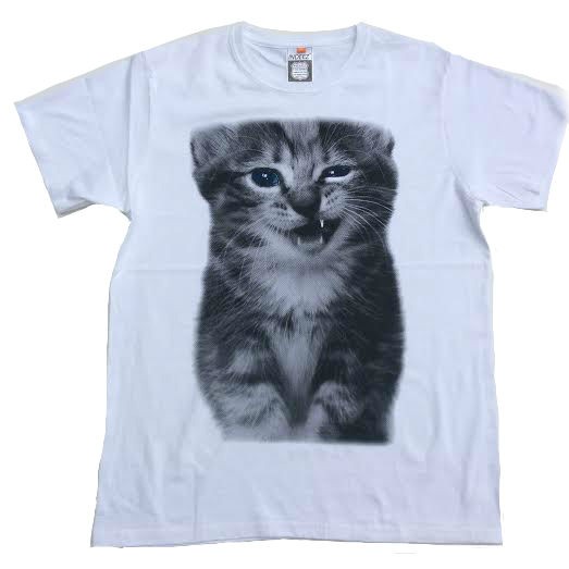 ニヒルな笑み かわいい猫プリント パロディー おもしろｔシャツ Sサイズ Lサイズ Indeez の通販はau Pay マーケット Peppermint Wshop