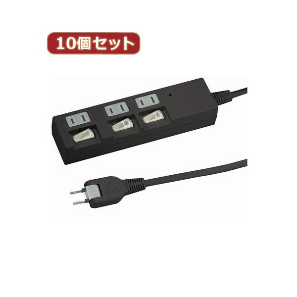 YAZAWA 10個セット個別スイッチ付節電タップ Y02BKS331BKX10 |b04