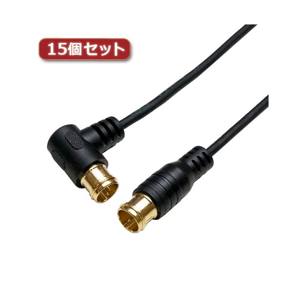 15個セット HORIC 極細アンテナケーブル 7m ブラック 両側F型差込式コネクタ L字／ストレートタイプ HAT70-112LPBKX15 |b04