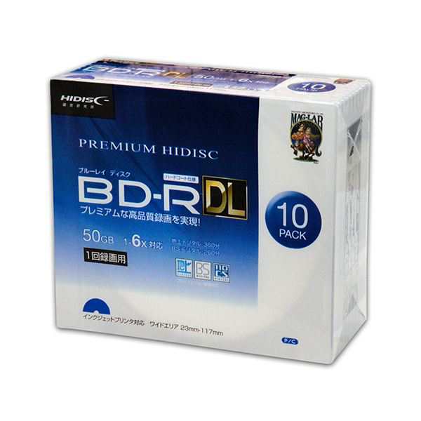 （まとめ）PREMIUM HIDISC BD-R DL 1回録画 6倍速 50GB 10枚 スリムケース (×10個セット) HDVBR50RP10SCX10 |b04