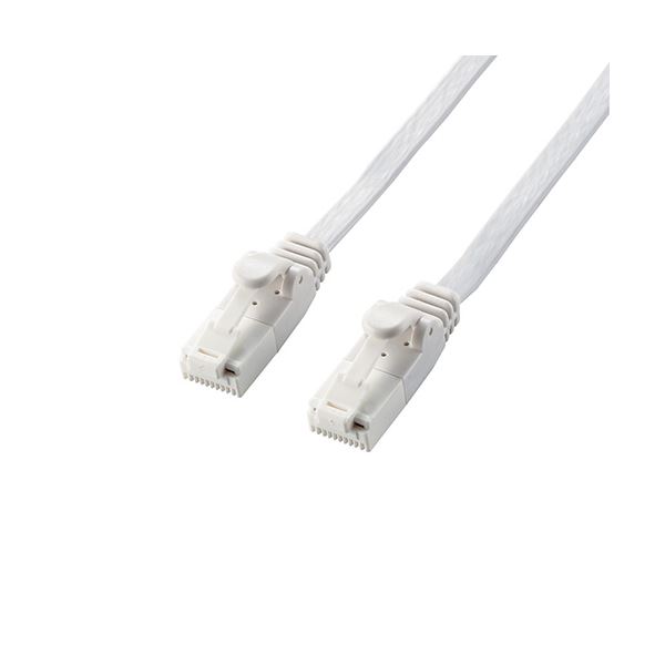 （まとめ） エレコム LANケーブル/CAT6A準拠/爪折れ防止/フラット/10m/ホワイト LD-GFAT/WH100 (×2セット) |b04の通販は