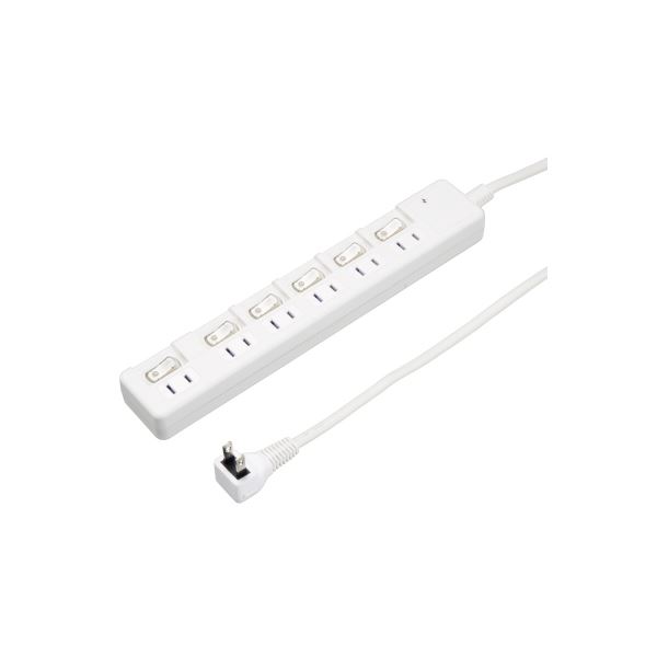 (5個セット) YAZAWA 雷ガード付 6個口 節電タップ 2m ホワイト H8KS662WHX5 |b04の通販は 8,761円