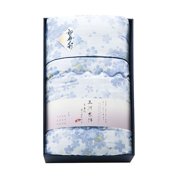 和の色彩 三河木綿 ダブルガーゼ 羽毛タッチ中わた 肌ふとん ブルー L8047078 |b04の通販は