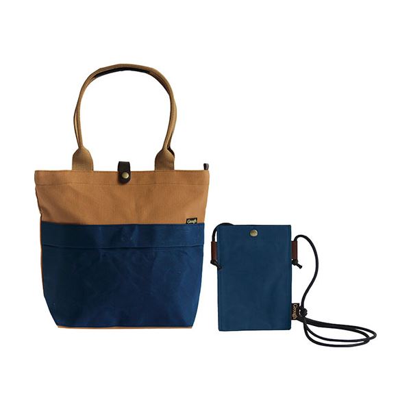 パラフィン加工帆布×レザー トートバッグ＆スマホミニショルダー ネイビー×ブラウン B1156587 |b04の通販は