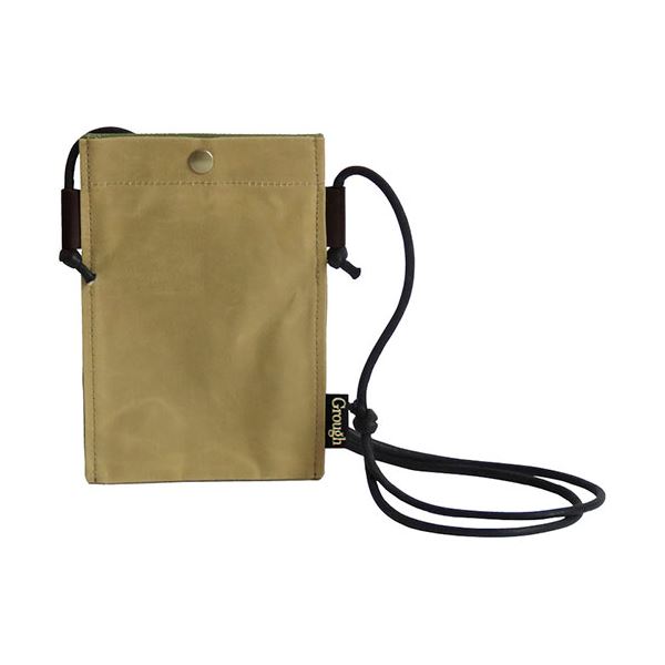 そだてる帆布Grough パラフィン加工帆布×レザー スマホミニショルダー ベージュ×カーキ 12.5×20cm C6042594 |b04 5,340円