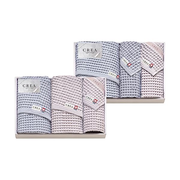 CREA×今治ワッフルソフト バスタオル3P&フェイスタオル3P バスタオル57×120cm、フェイスタオル31×80cm B1157577 |b04の通販は