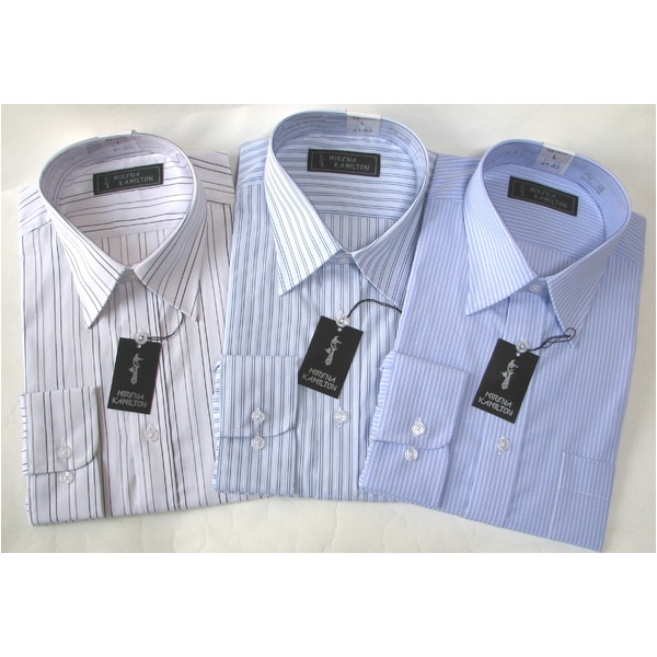 (3点セット) ワイシャツ Mサイズ ストライプ 長袖 メンズ ビジネス Yシャツ 長袖シャツ 仕事着 仕事 通勤 ビジネス |b04の通販は