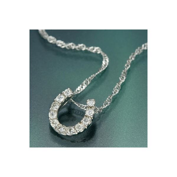 K18WG馬蹄ダイヤモンドペンダント/ネックレス |b04の通販は