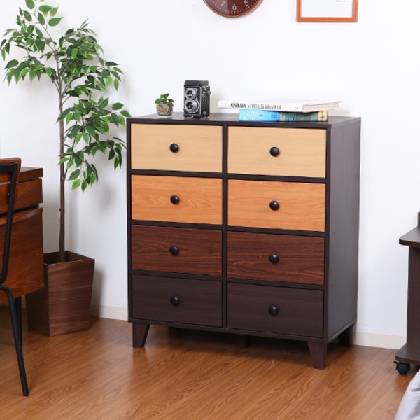 チェスト タンス 幅80cm ブラウン 引き出し8杯 木製 脚付き 取っ手 ウッドグラデーション リビング ベッドルーム |b04の通販は