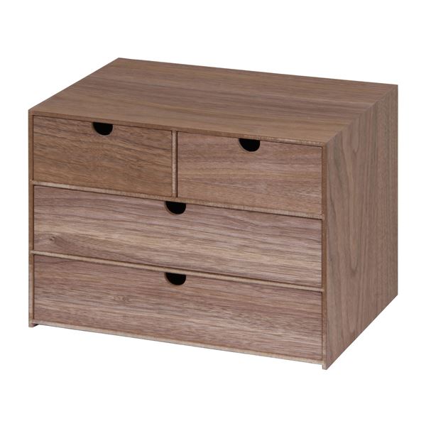 レターケース 収納棚 3段 幅34×奥行25×高さ25cm ブラウン (2個セット ) 突板引出付収納ケース リビング 書斎 |b04の通販は 9,645円