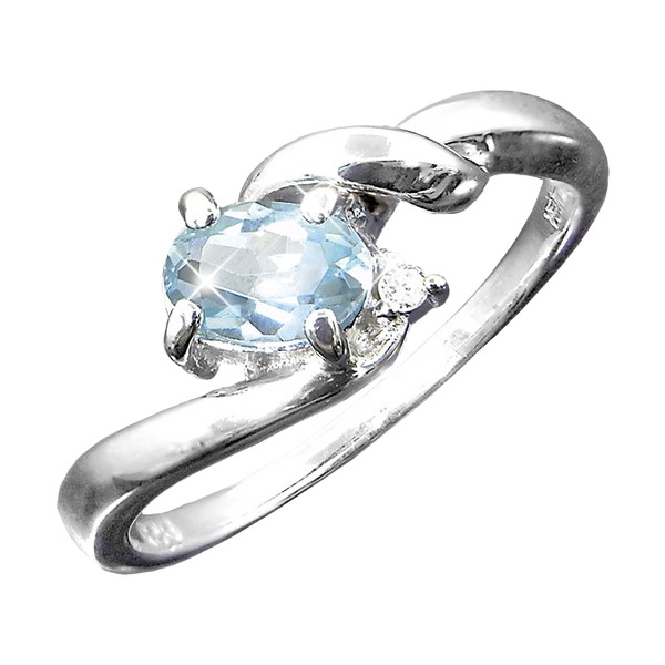 アクアマリン＆ダイヤリング 指輪　9号【メーカー直送】代引き・銀行振込前払い不可・同梱不可