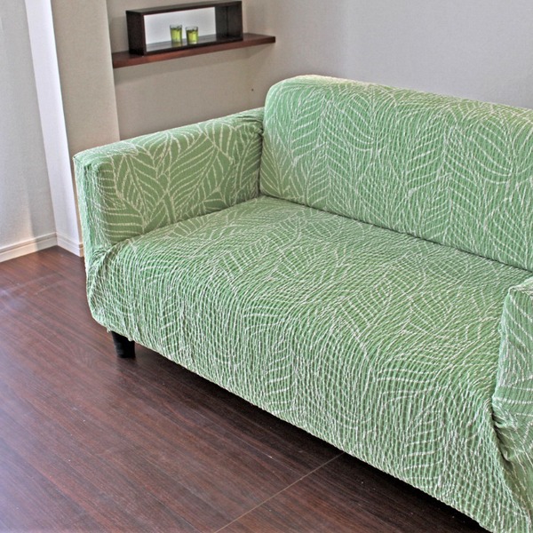 フィットソファカバー 3人掛け(リーブス)グリーン 肘あり 洗える 抗菌 防臭 ストレッチ 伸縮 肘付き かけるだけ ソファーカバー 日本製 国産 |b04の通販は
