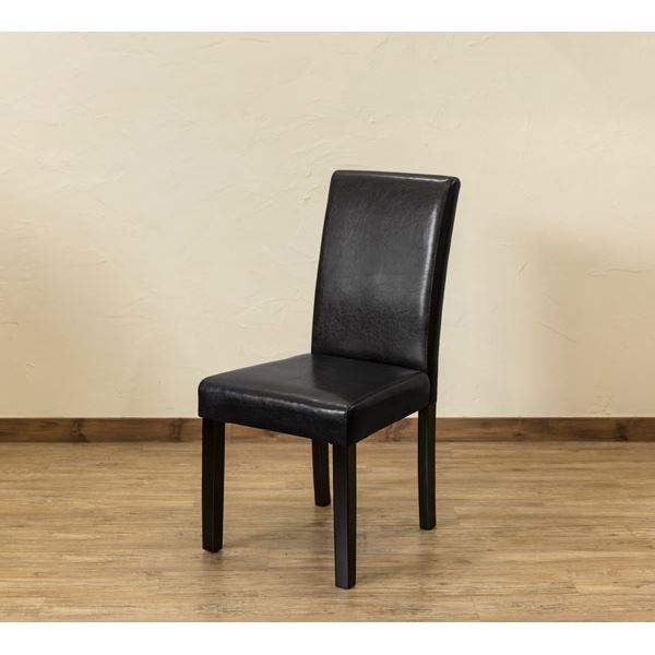 (アウトレット品) PUダイニングチェア/食卓椅子 (同色2脚入り ブラック) 張地：合成皮革/合皮 |b04の通販は 7,479円