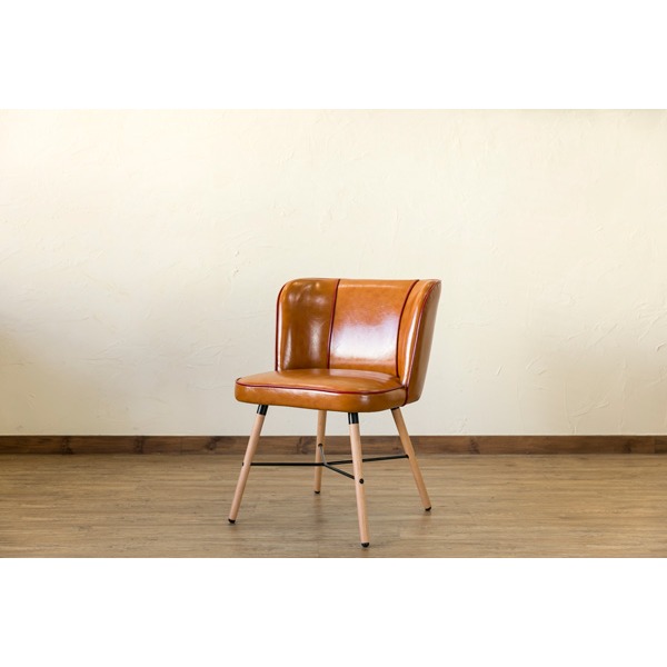 ダイニングチェア 幅560mm ホワイト 木製脚付き 合皮張地 スチール