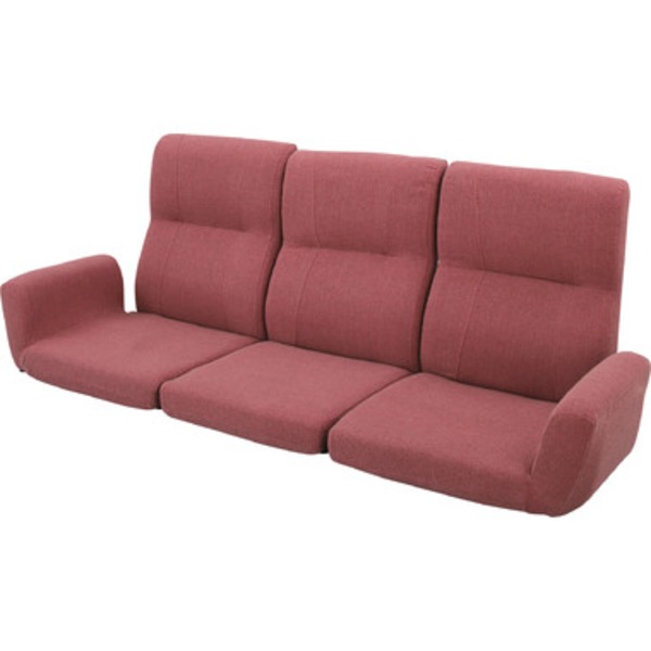 フロアソファー/ローソファー 【レッド】 14段階リクライニング 肘付き フロアソファー/ローソファー 【レッド】 14段階リクライニング 肘付き