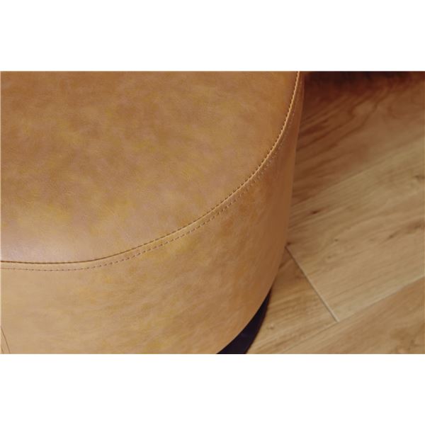 オットマン 直径40cm キャメル ソフトレザー スチールフレーム 回転式 ラウンド スツール リビング ダイニング インテリア家具 オットマン 直径40cm キャメル ソフトレザー スチールフレーム 回転式