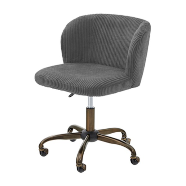 デスクチェア パーソナルチェア 幅55cm グレー 回転式 キャスター 昇降 高さ調節 スチール ロール リビング ダイニング |b04