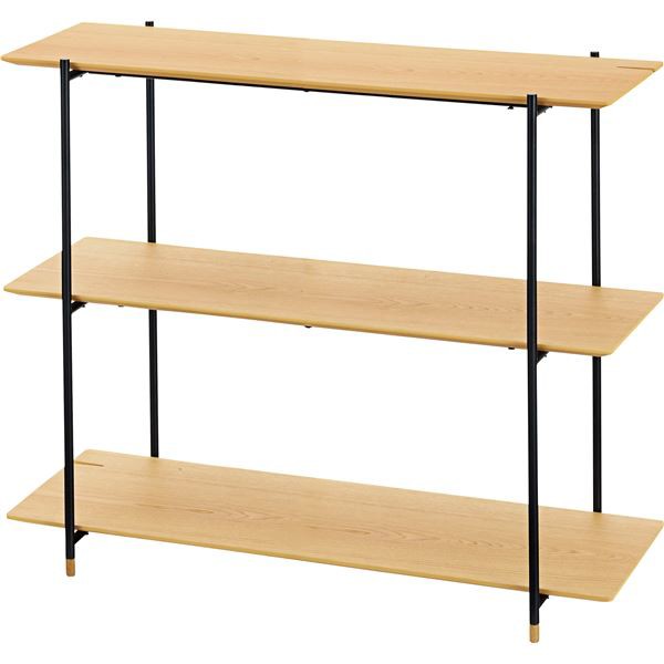 本棚 ブックシェルフ 幅108cm 3段 オーク スチール 組立品 リビング ダイニング ベッドルーム インテリア家具 店舗【メーカー直送】代引き・銀行振込前払い不可・同梱不可の通販は