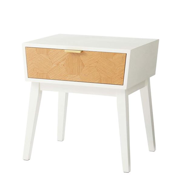 サイドテーブル ミニテーブル 約幅48cm ホワイト 木製 引き出し付き ナイトテーブル 組立品 リビング ダイニング ベッドルーム【メーカー直送】代引き・銀行振込前払い不可・同梱不可
