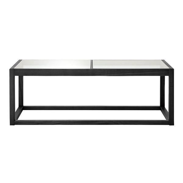 ガラステーブル 約W110×D50×H38cm ブラック 完成品 [▲][TP] ガラステーブル 約W110×D50×H38cm ブラック 完成品 [△][TP]