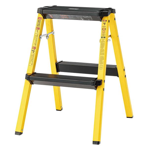 ステップ 踏み台 2段 約幅41×奥行47×高さ55cm イエロー アルミ ステップスツール 完成品 作業 清掃 片付け アウトドア |b04の通販は 5,703円