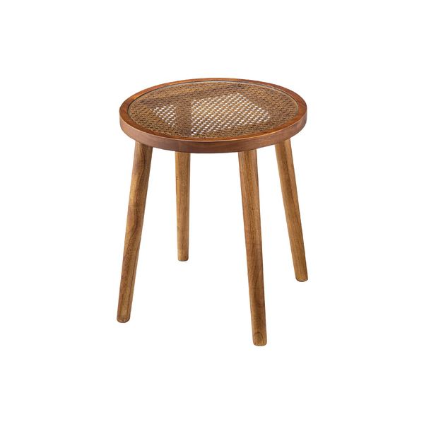 ラウンド ガラステーブル 約幅45cm M ブラウン 天然木 ミンディ ラタン 強化ガラス サイドテーブル リビング 組立品【メーカー直送】代引き・銀行振込前払い不可・同梱不可の通販は