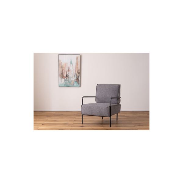 パーソナルチェア 約幅64cm グレー 肘付き スチール ラウンジチェア リビング インテリア家具 完成品【メーカー直送】代引き・銀行振込前払い不可・同梱不可の通販は