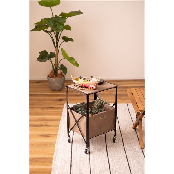 サイドテーブル 約幅39.5cm ベージュ キャスター付き 移動便利 折りたたみ スチール フォールディング テーブルワゴン 組立品 |b04 5,759円