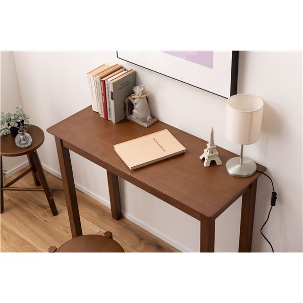 デスク 約幅90×奥行37×高さ73cm ブラウン 木製 天然木 スリム