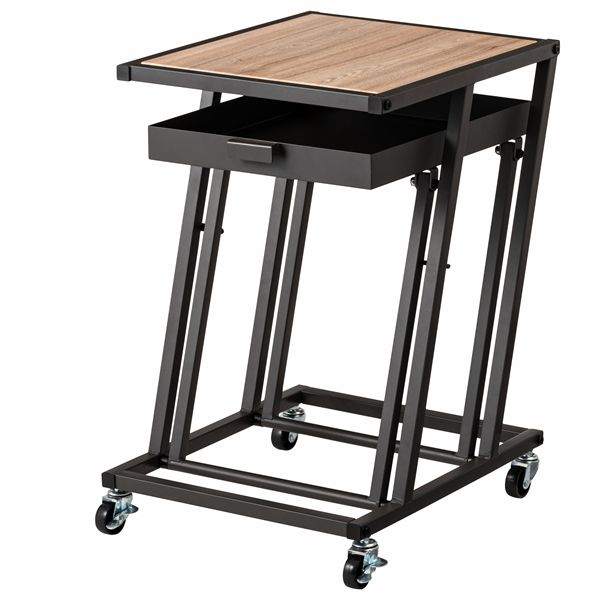 サイドテーブル ダークグレー （約W36.5×D44×H55cm） 組立式【メーカー直送】代引き・銀行振込前払い不可・同梱不可