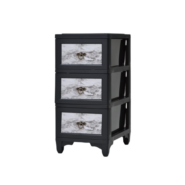 衣類収納 タンス 約幅34cm 3段 ブラック×マーブル 日本製 引き出し カドリー チェスト Cuddly リビング 収納家具 組立品【メーカー直送】代引き・銀行振込前払い不可・同梱不可