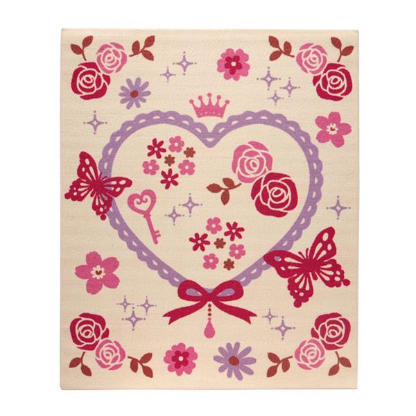 子供用 デスクマット/デスクカーペット (エハート柄 アイボリー 約133×170cm) 裏面：不織布 防傷 (子供部屋 学習机 勉強机) |b04の通販は 7,818円