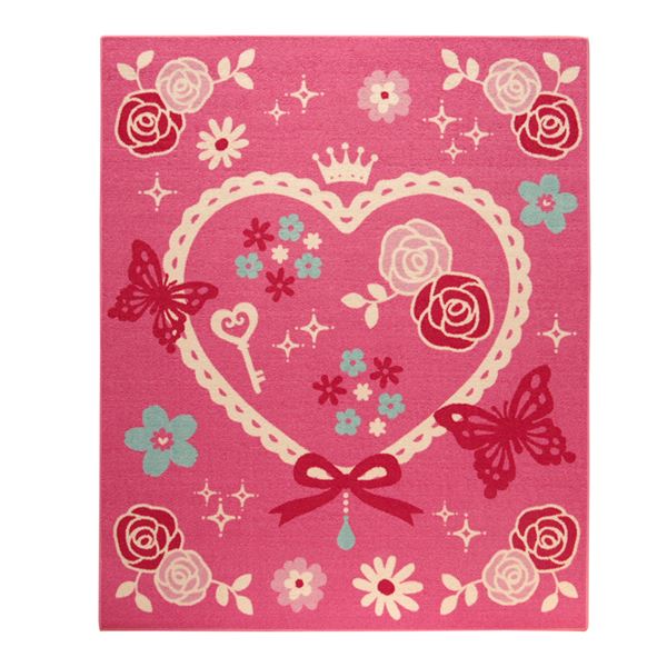 子供用 デスクマット/デスクカーペット (エハート柄 ピンク 約133×170cm) 裏面：不織布 防傷仕様 (子供部屋 学習机 勉強机) |b04の通販は 9,091円
