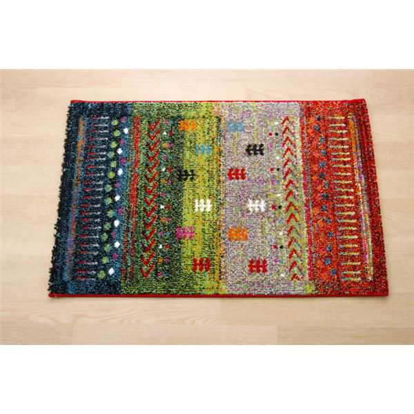 玄関マット/フロアマット (ギャベ柄 グリーン 約60×90cm) 軽量 耐久性 トルコ製 ウィルトン織 (入口 廊下 リビング) |b04の通販は
