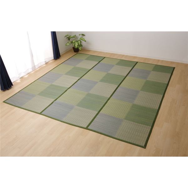 い草 ラグマット/花ござ (2畳 格子柄 市松柄 ブルー 本間2畳 約191×191cm) 裏：不織布 抗菌 防臭 消臭 調湿 (リビング) |b04の通販は 9,740円