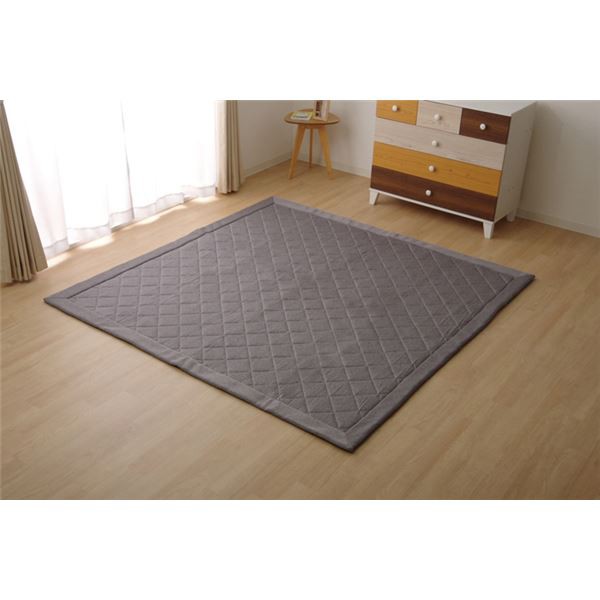 デニム調 ラグマット/絨毯 (3畳 グレー 約190×240cm) 洗える 防滑 ホットカーペット 通年使用可 ニットキルト (リビング) |b04