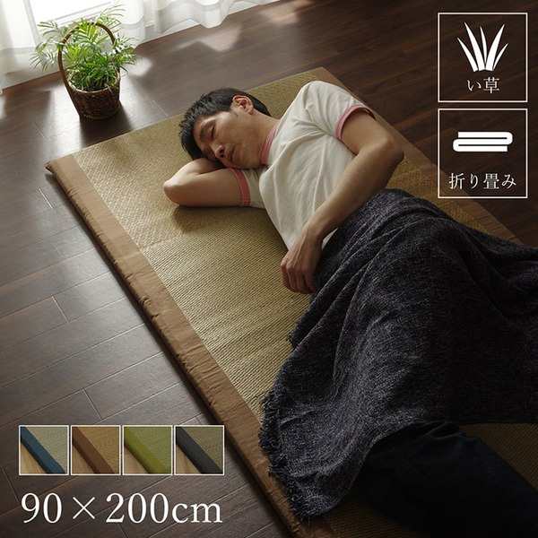 い草 ごろ寝マット/フロアマット (グリーン) 約90×200cm 日本製 折りたたみ可 吸湿 抗菌 防臭 (リビング) |b04の通販は