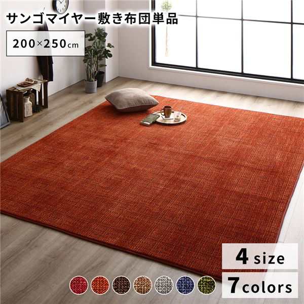 こたつ敷き布団/ラグマット (約200×250cm オレンジ) 防滑加工 ホットカーペット対応 マイクロファイバー サンゴマイヤー リビング |b04