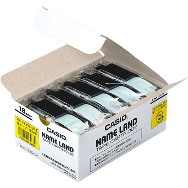 カシオ CASIO ネームランド NAME LAND スタンダードテープ 18mm×8m 黄/黒文字 XR-18YW-5P-E 1パック(5個) |b04の通販は