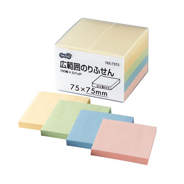 (まとめ) TANOSEE 広範囲のりふせん 75×75mm 4色 1パック（5冊） 〔×10セット〕 まとめ) TANOSEE 広範囲のりふせん 75×75mm 4色 1パック（5冊） ×10