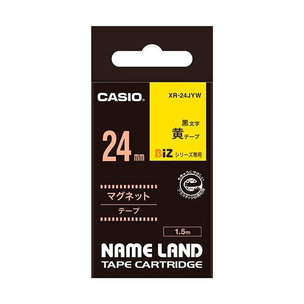 （まとめ） カシオ CASIO ネームランド NAME LAND マグネットテープ 24mm×1.5m 黄／黒文字 XR-24JYW 1個 (×3セット) |b04の通販は